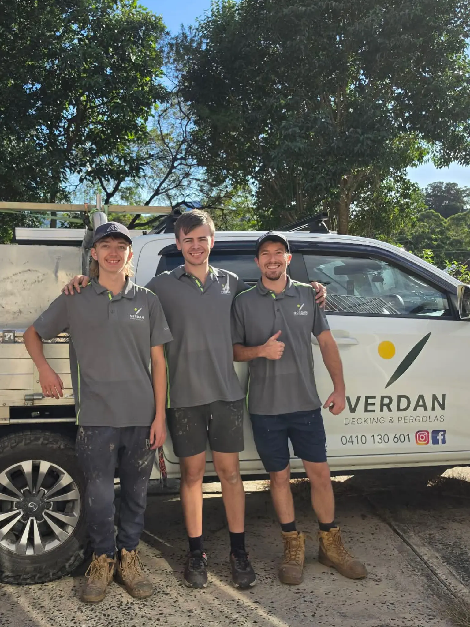 The Verdan Decking & Pergolas team on site