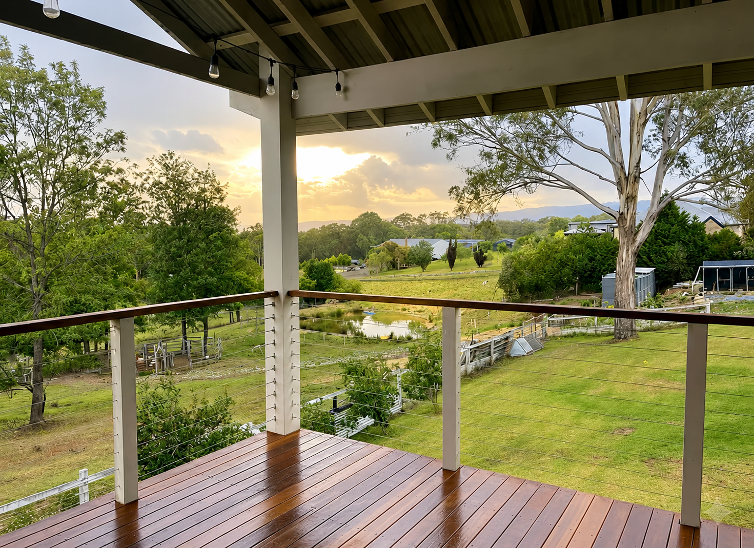 Timber deck with cable balustrade built by Verdan